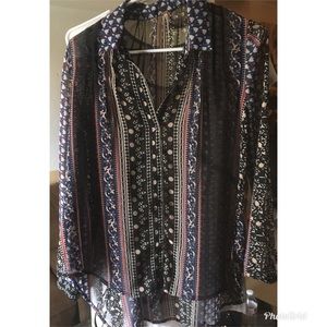 Free People high-low blouse with tie back